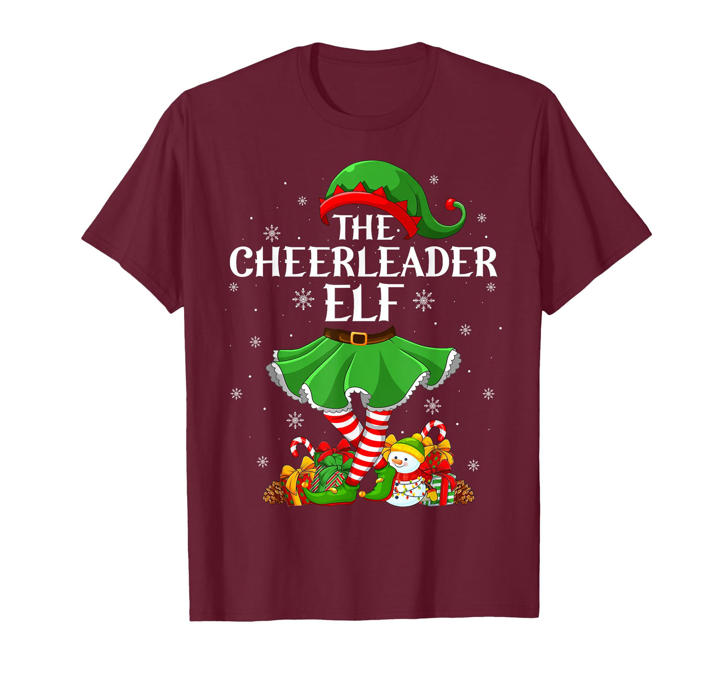 Cheerleader Elf Christmas Family Elf Squad Xmas Girls Women T-Shirt