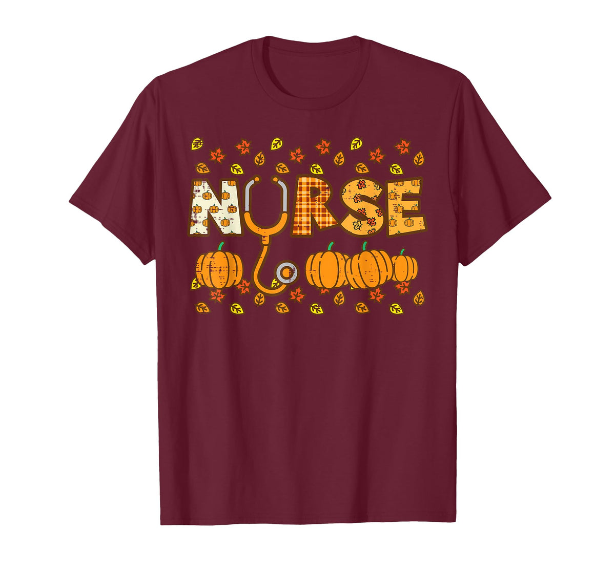 Plaid Nurse Pumpkin Thanksgiving Scrub Fall Nursing Women T-Shirt