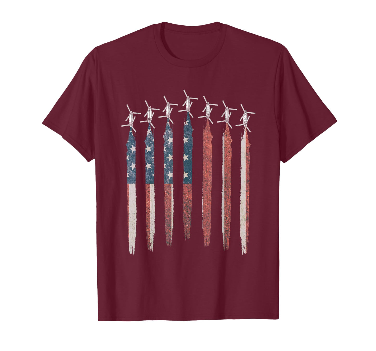 CH47 Chinook Helicopter American Flag Chinook Squadron T-Shirt