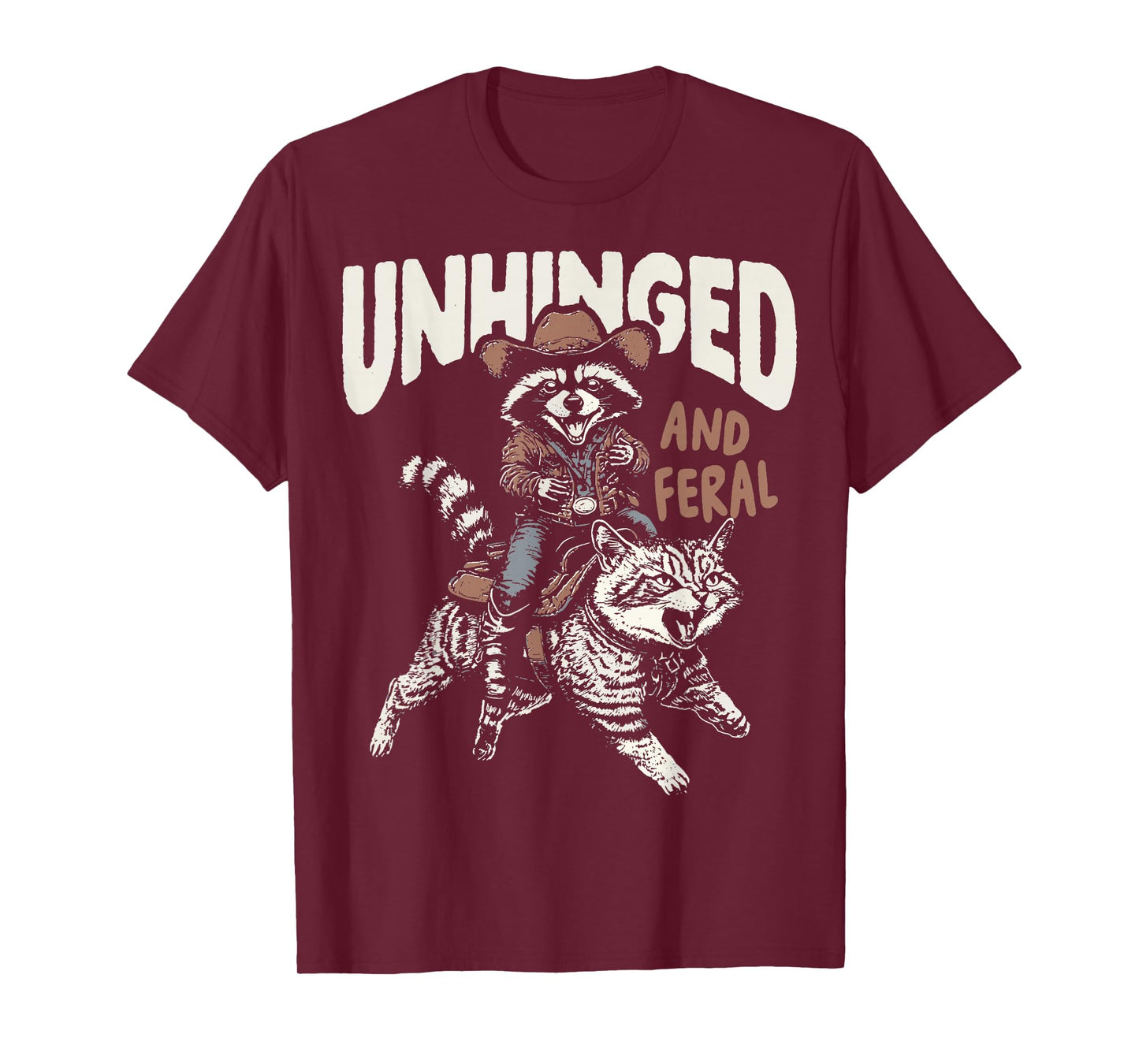 Funny Unhinged and Feral Raccoon Cowboy Western Vintage T-Shirt