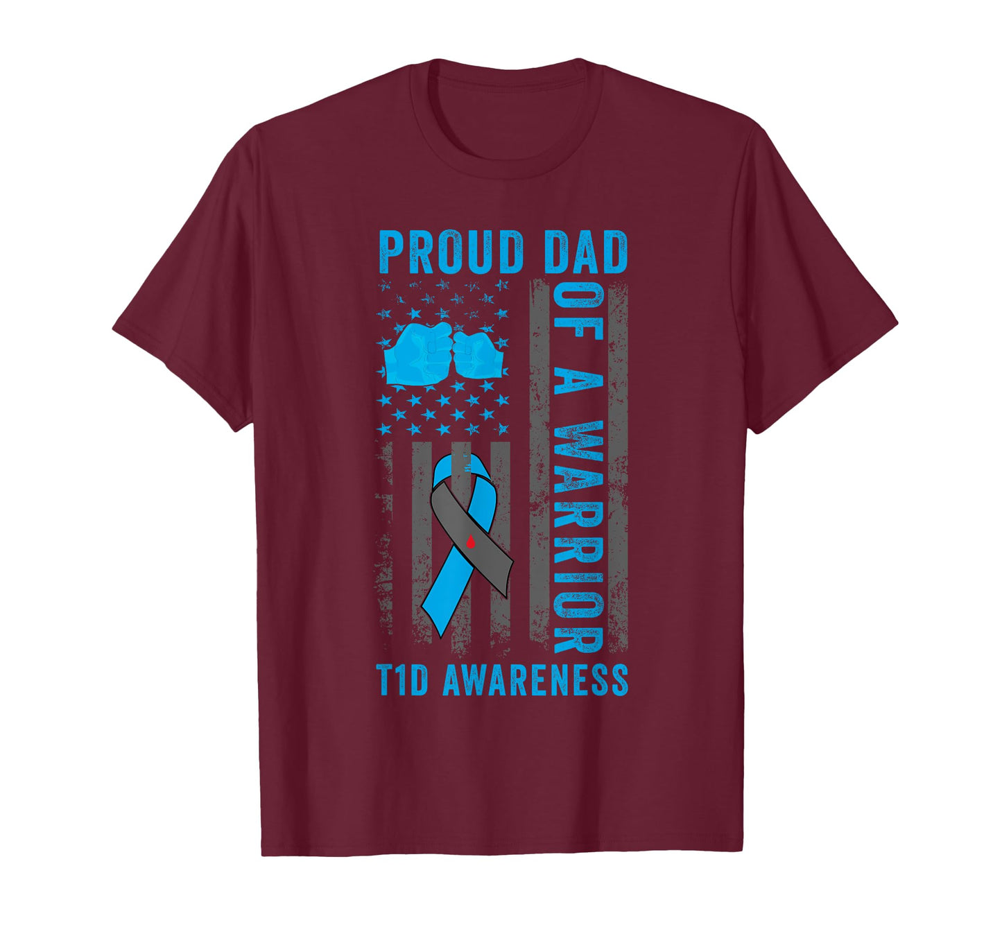 Proud Dad Of A T1D Warrior Type 1 Diabetes Awareness T-Shirt