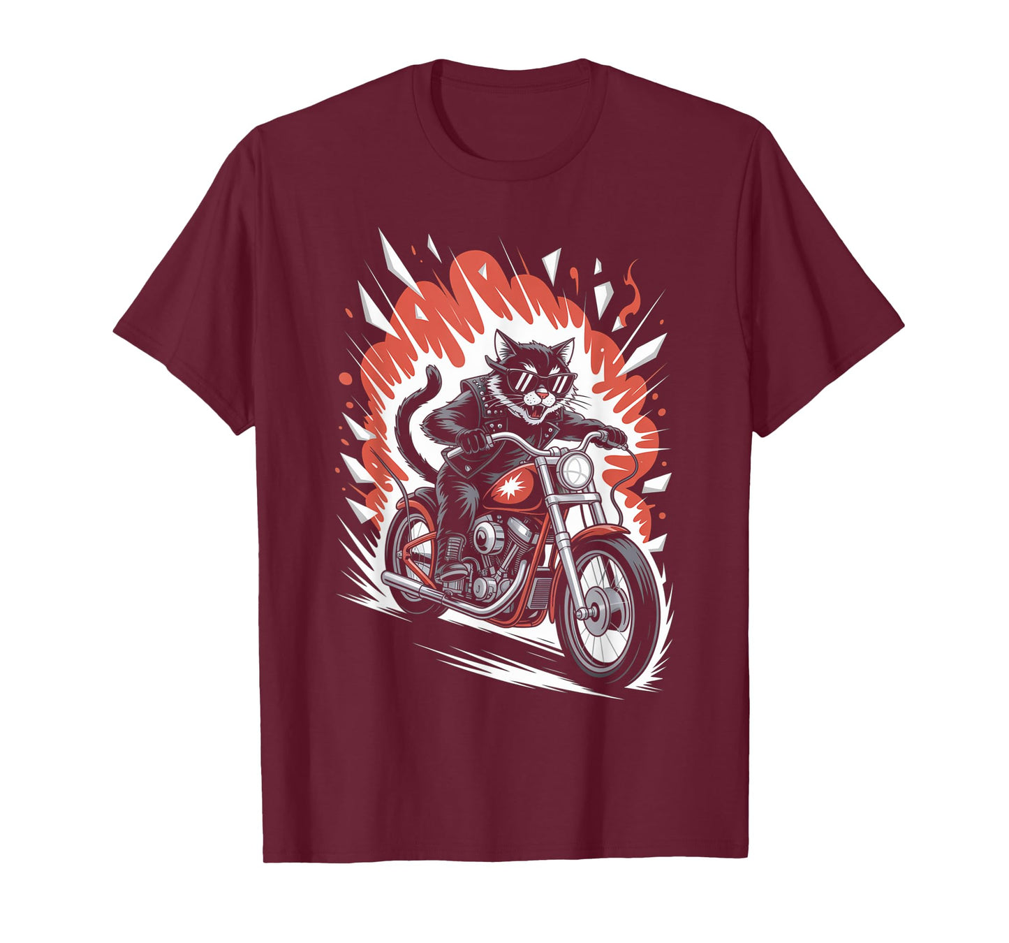 Cat Biker Riding Motorcycle Men Vintage Outfit Rider T-Shirt