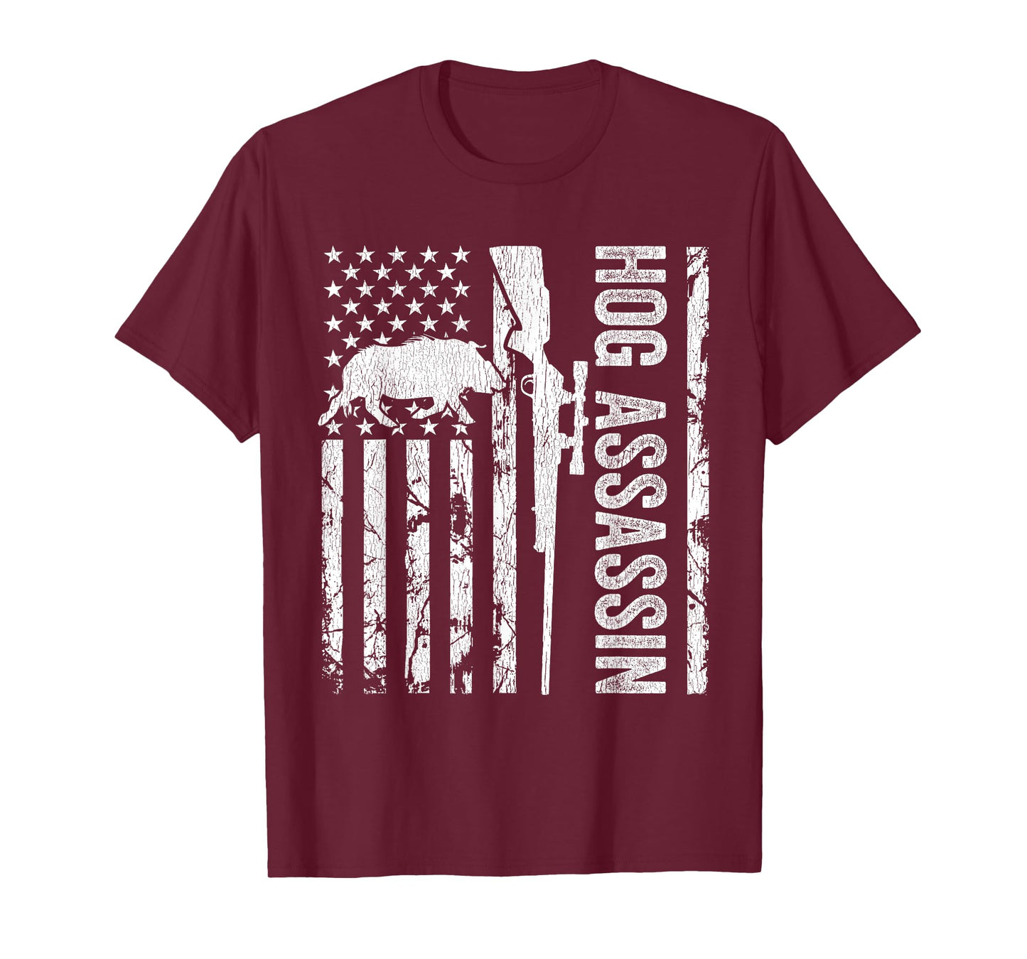 Hog Assassin Boar Hunter Wild Hog Hunting American Flag T-Shirt