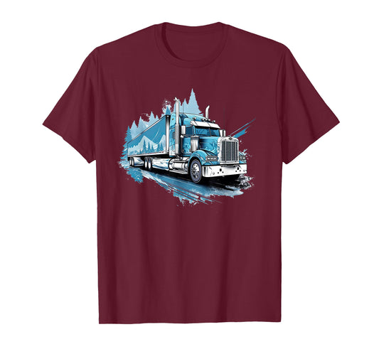 Trucker American Flag Big Rig Semi-Trailer Truck Driver T-Shirt