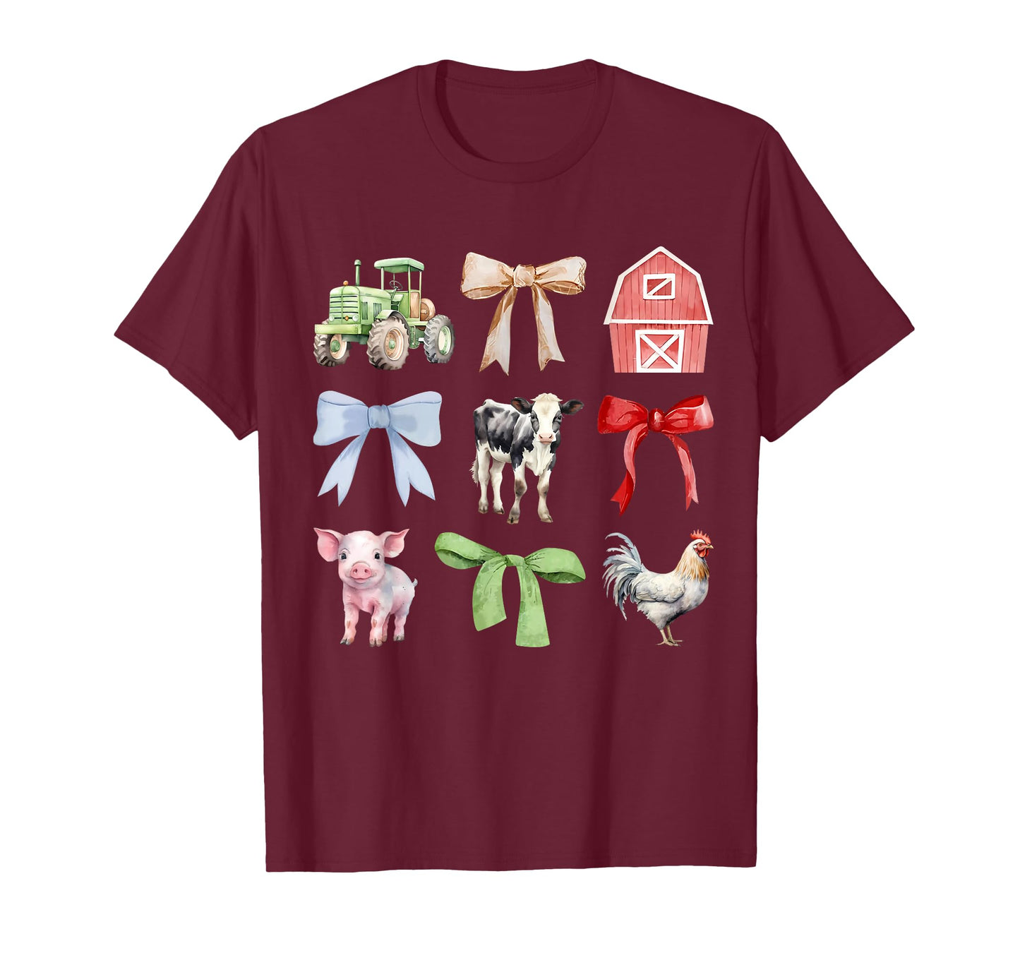 Cute Farm Animals Cow Pig Chicken Coquette Farmer Country T-Shirt