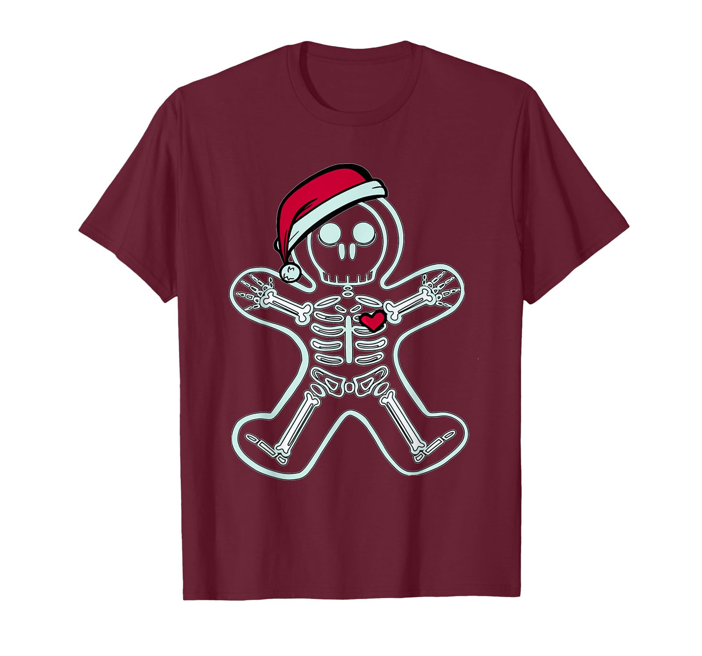 Christmas XRay Gingerbread Man Skeleton Santa Hat Radiology T-Shirt