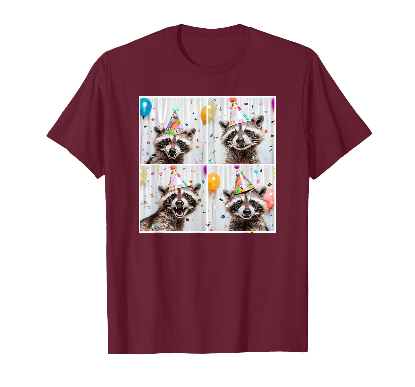 Cute Raccoon in Birthday Hat Funny Unique Raccoon Birthday T-Shirt