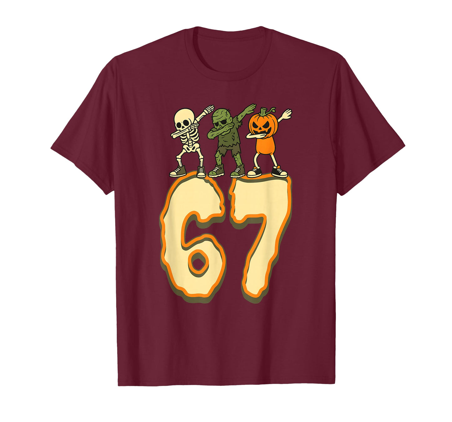 67 Halloween Meme 6 7 Numbers Six Seven Funny Kids Skeleton T-Shirt