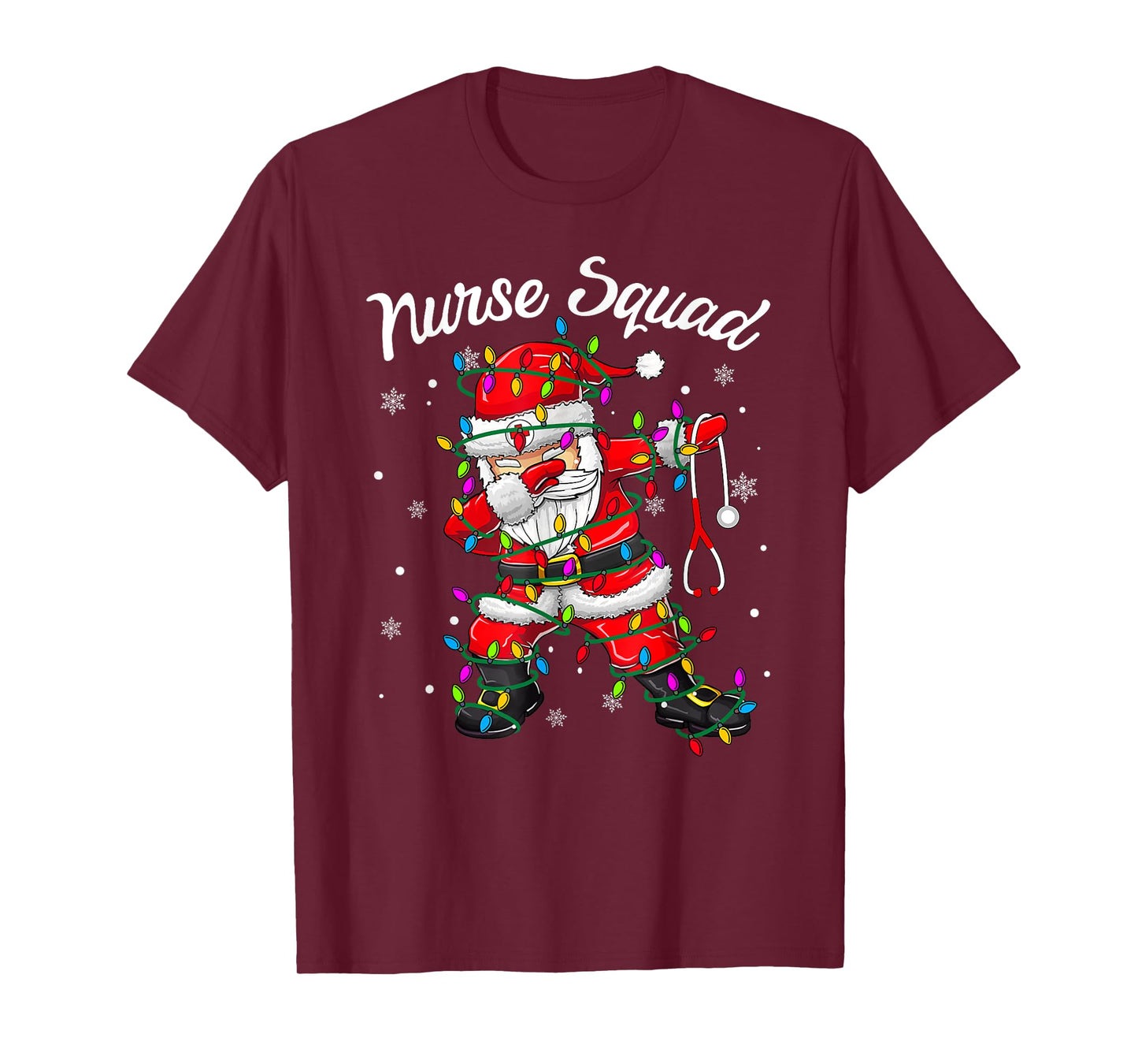 Christmas Scrub Xmas Light Dabbing Santa Scrubs Nurse Squad T-Shirt