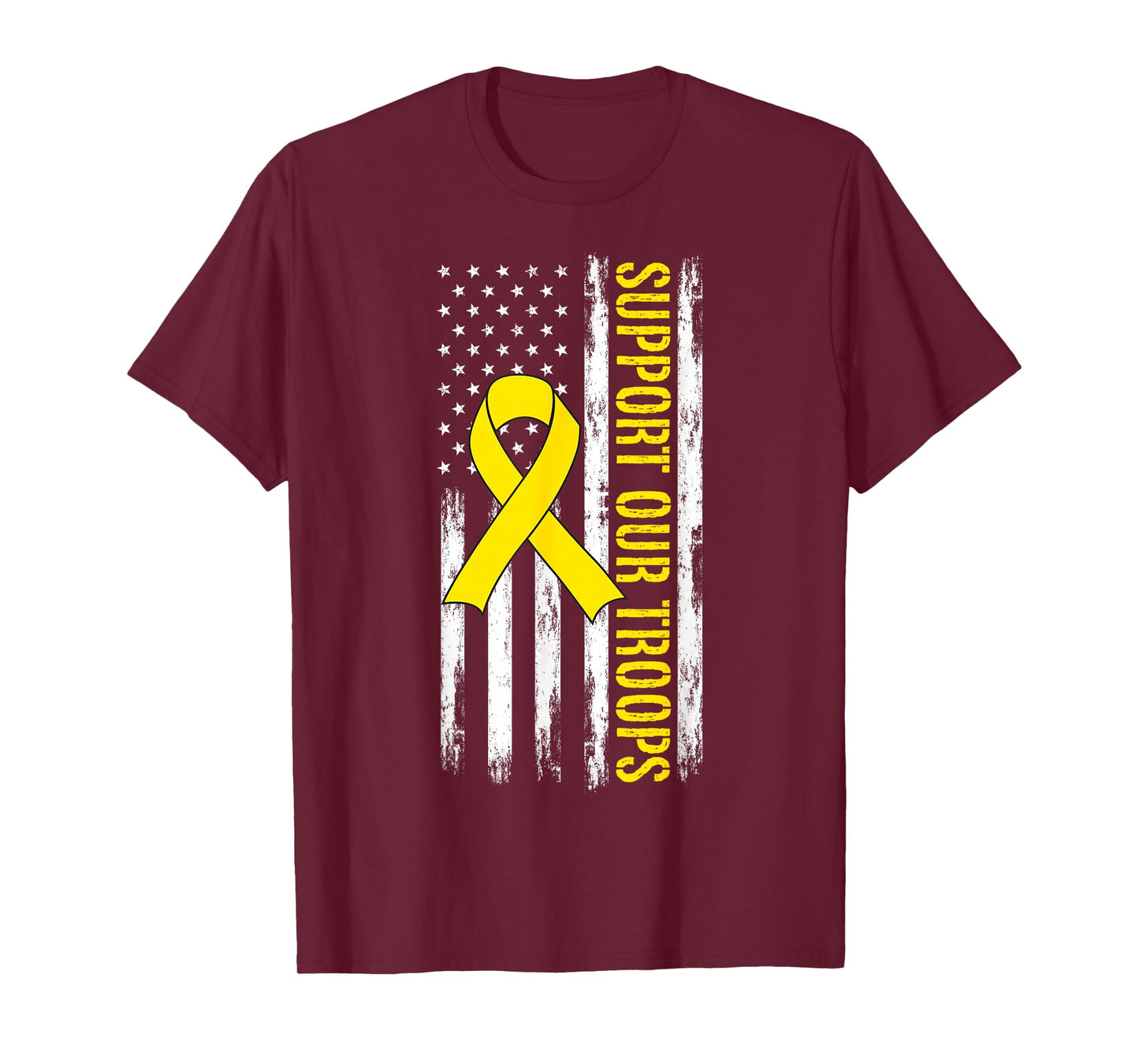 Support Our Troops Yellow Ribbon Military American Flag T-Shirt
