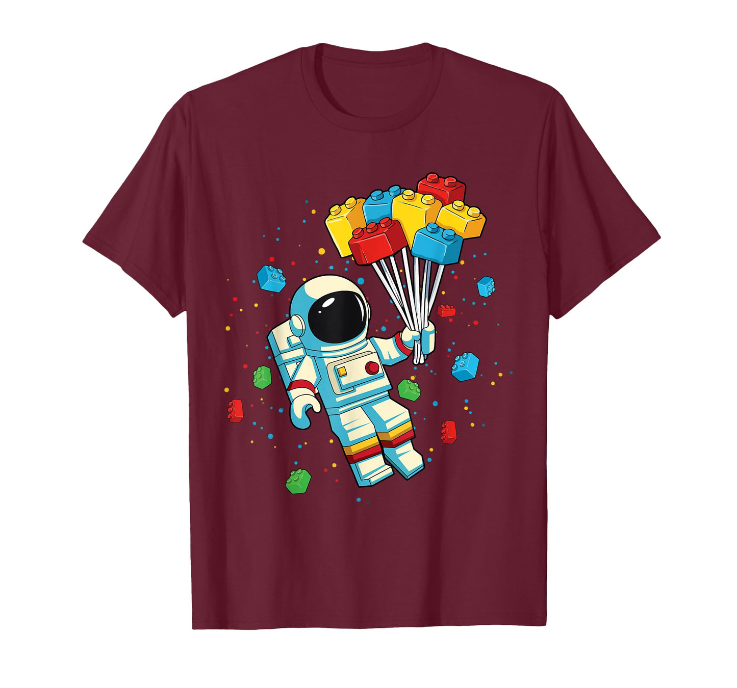 Space Astronaut Colorful Block Building Brick Builder T-Shirt