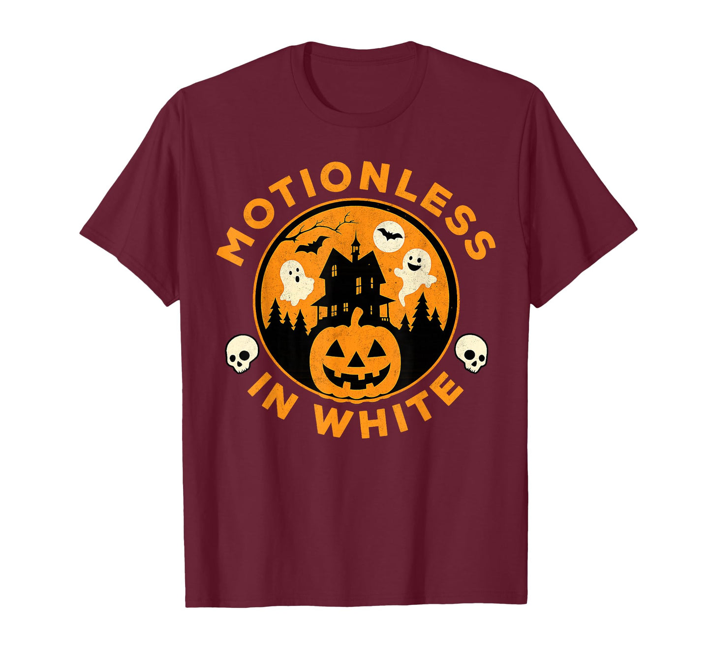 Halloween Pumpkin Scary Motionlesses Funny in White Costume T-Shirt