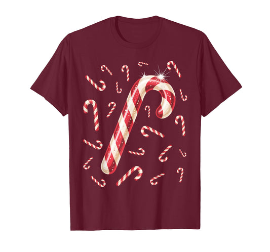 Christmas Candy Cane Merry Bright Red White Candy Costume T-Shirt