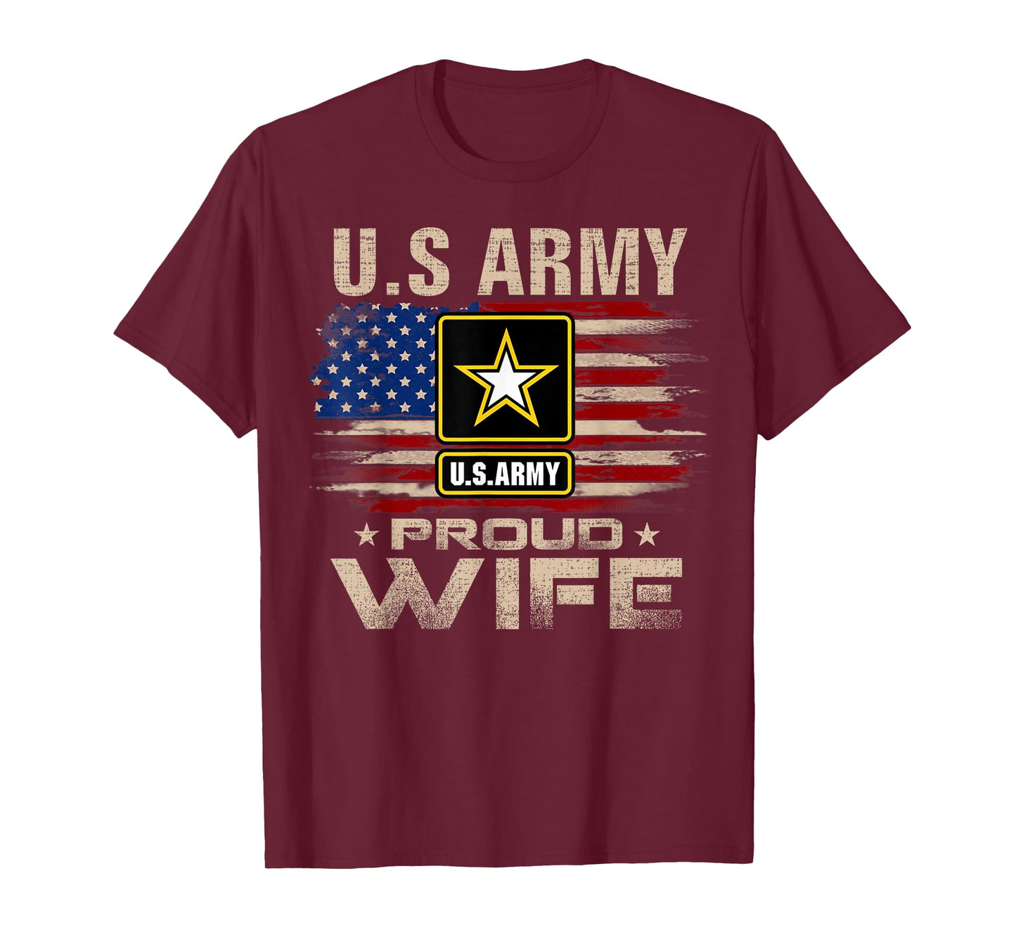 Vintage U.S Army Proud Wife With American Flag T-Shirt