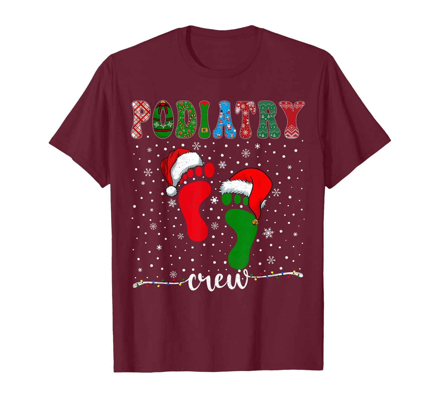 Christmas Footprint Doctor Podiatrist Podiatry Crew Xmas T-Shirt