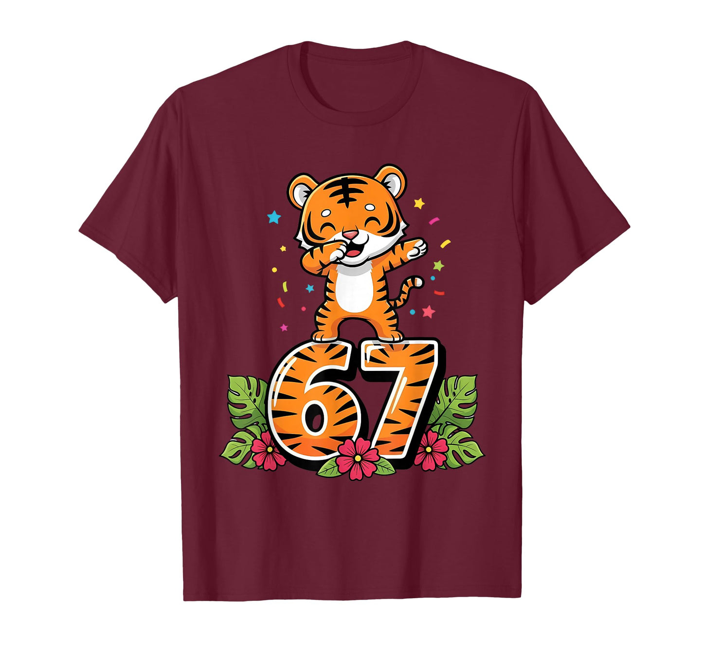 Six Seven Meme Dabbing Baby Tiger 67 Funny Gen Z Apha T-Shirt