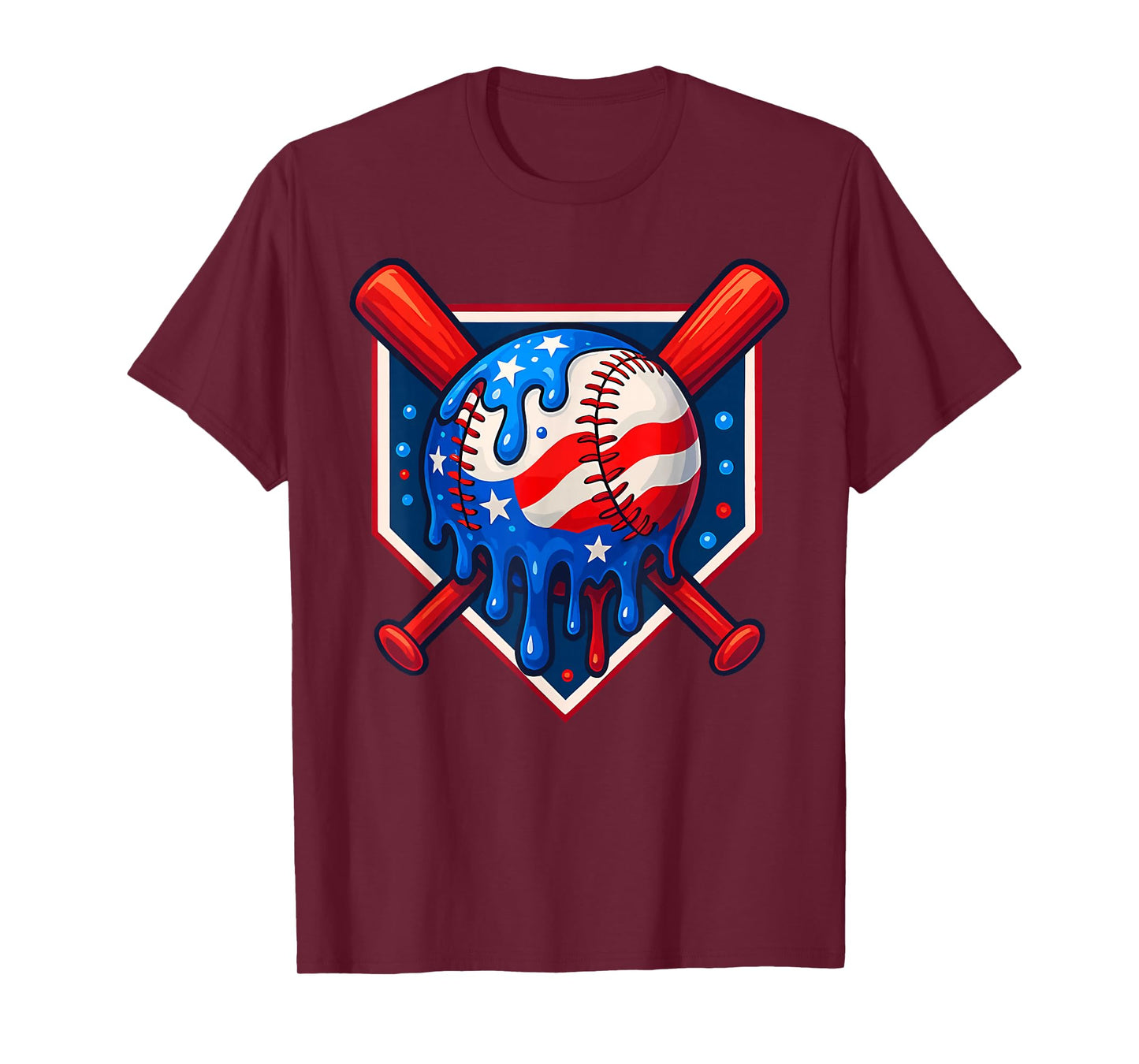 Baseball American Flag Patriotic Red White Blue 4th of July T-Shirt