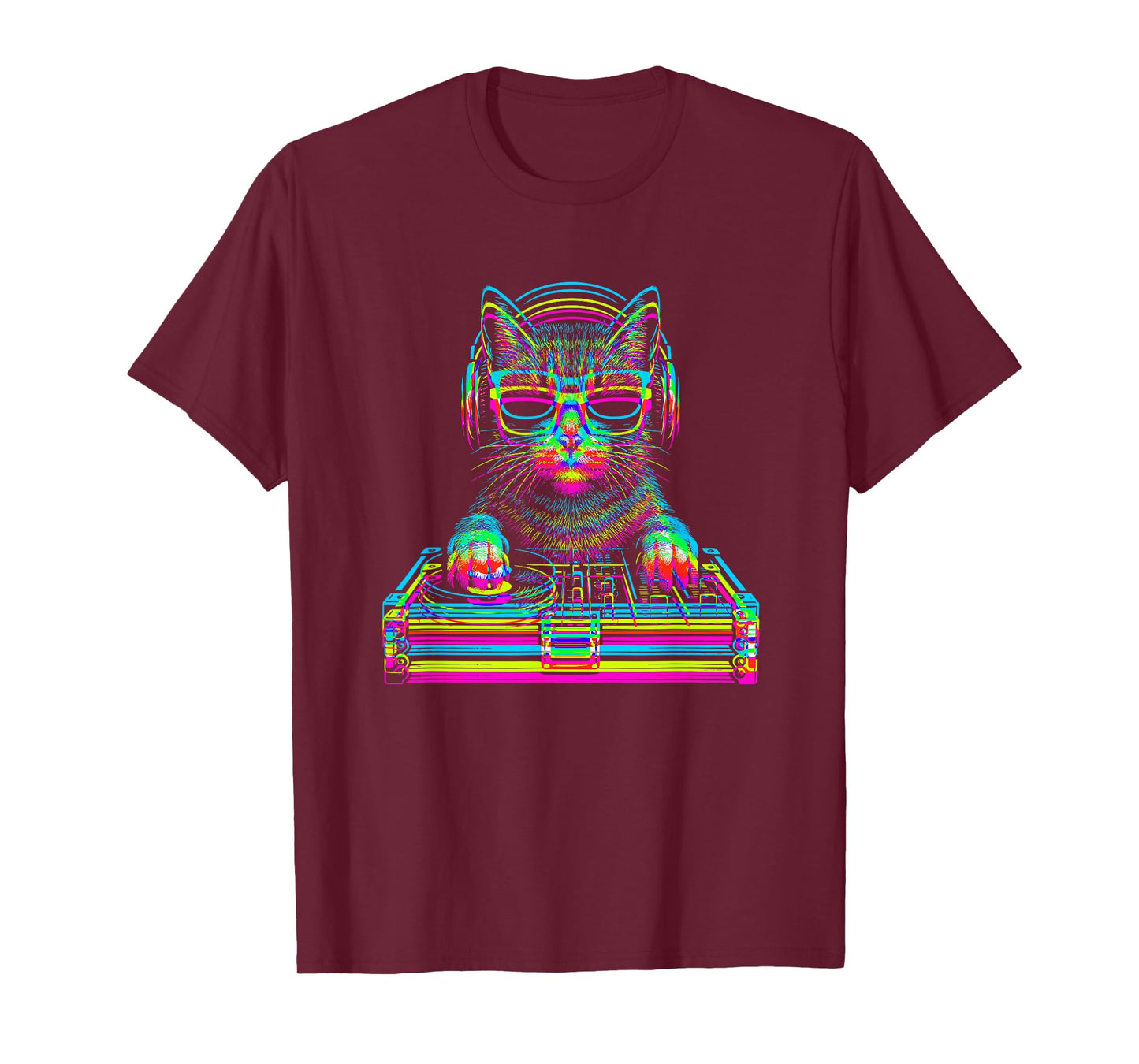 Vaporwave Cat DJ Techno Rave EDM Music Concert Party T-Shirt