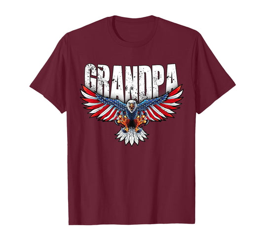 Grandpa Vintage USA Flag Bald Eagle Patriotic 4th of July T-Shirt