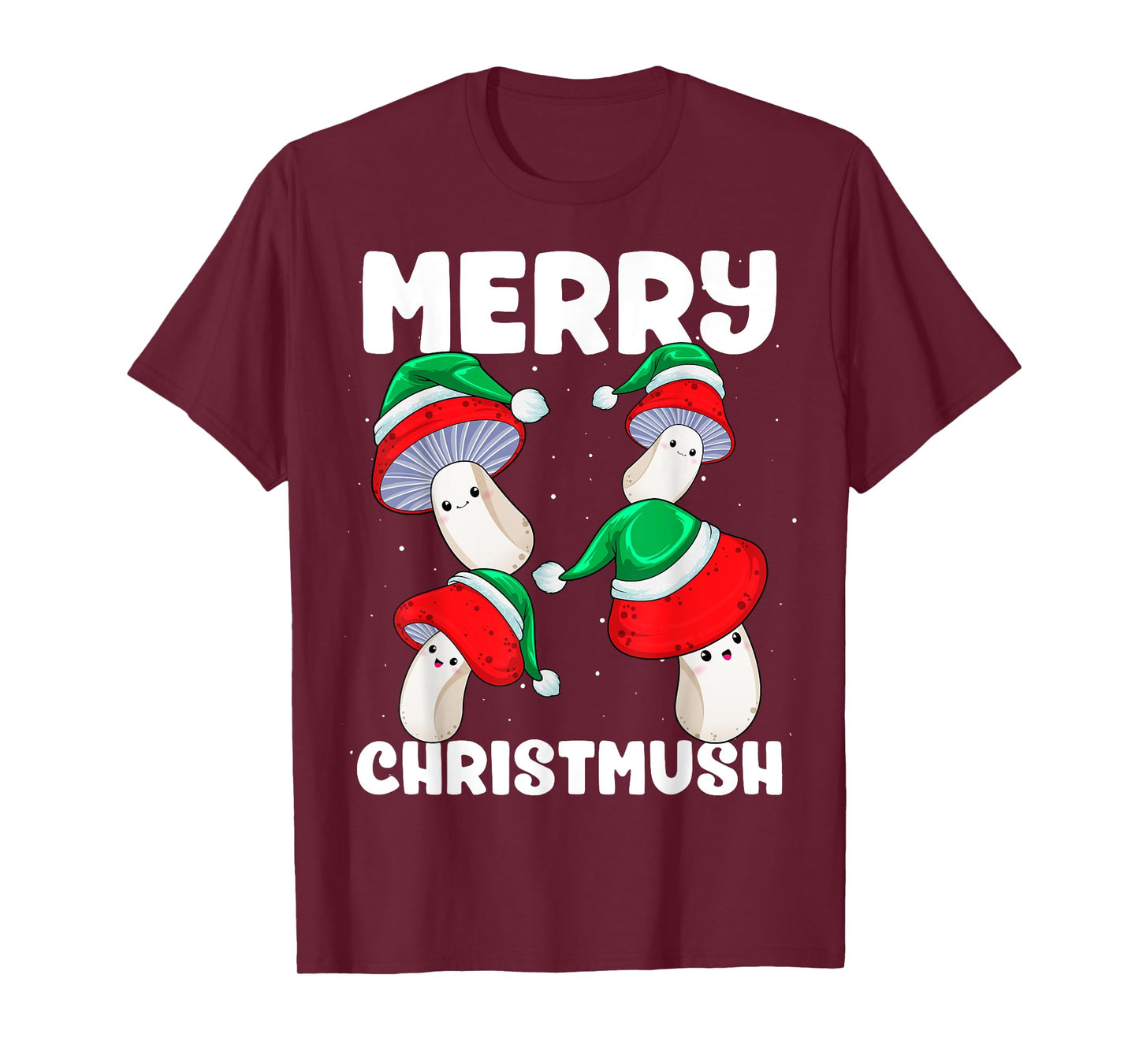 Christmas Mushrooms Merry Christmush Xmas Morels Santa Hat T-Shirt