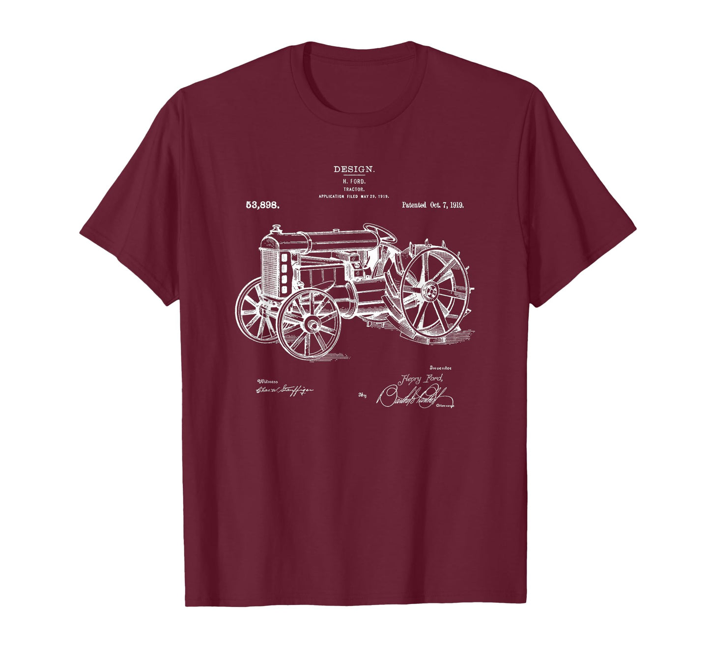 Classic Vintage Patent 1919 Farm Tractor Gift T-Shirt