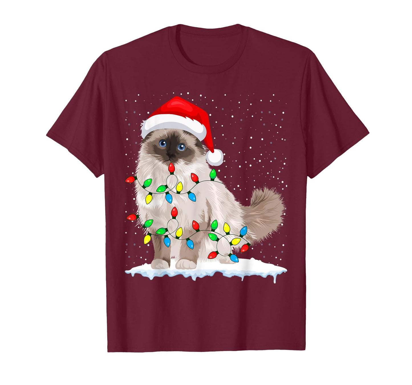 Ragdoll Cat Christmas Lights Xmas Cat Lover T-Shirt