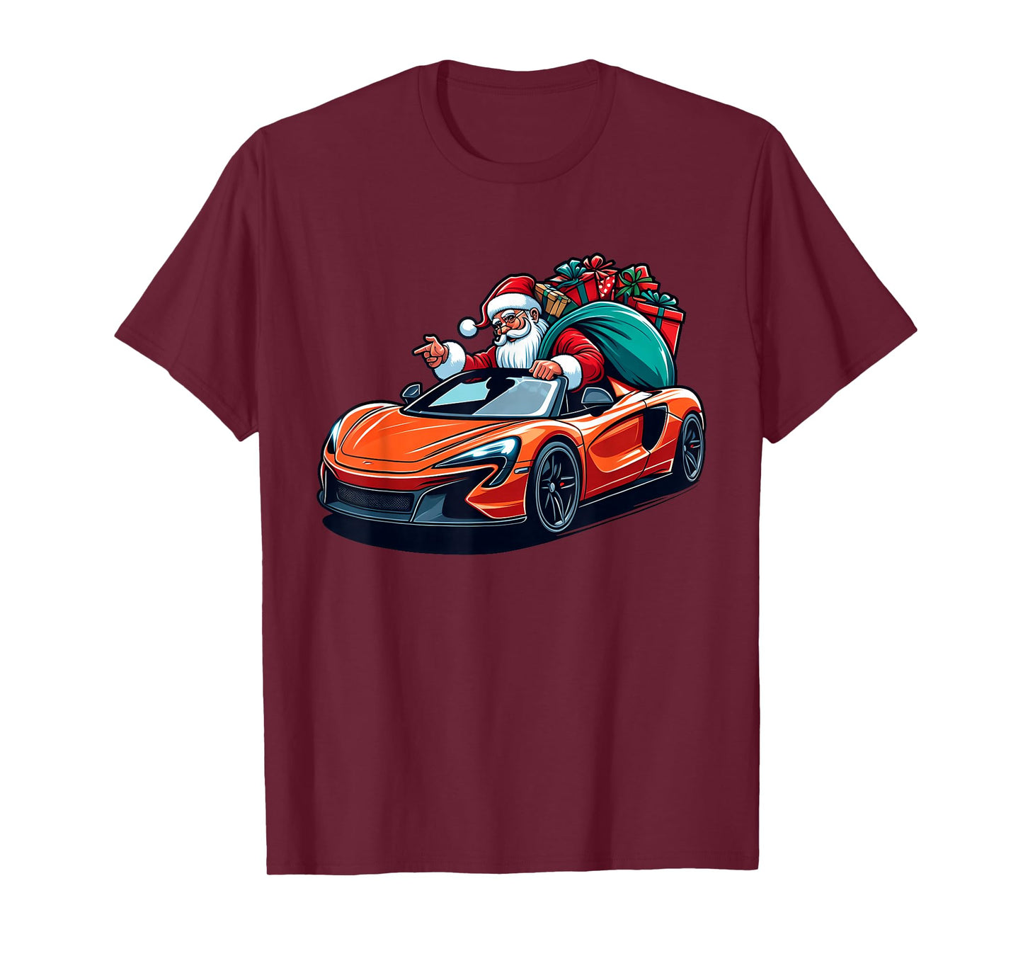 Funny Cool Santa Driving Sport Car Christmas Driver Pajama T-Shirt