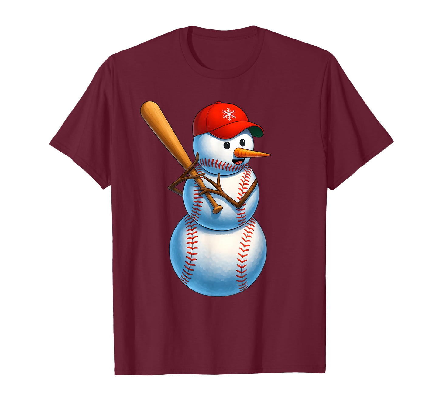 Baseball Snowman Merry Christmas Xmas Pajamas Men Women Kids T-Shirt