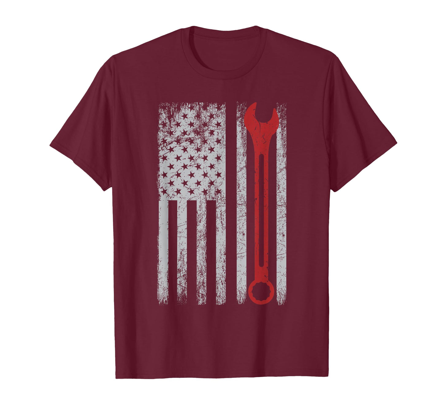 Auto Repairman Car Mechanic Wrench Workshop Tools USA Flag T-Shirt