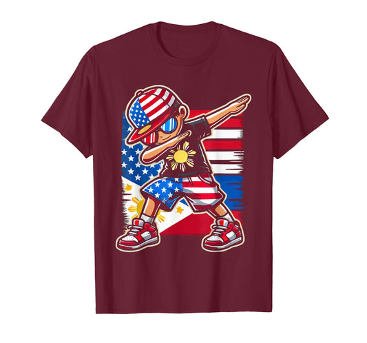 Half Filipino Half American USA Flag Philippines America T-Shirt