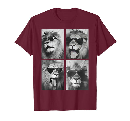 Cute Lions with Sunglasses Cool Lion Animals Photo Booth T-Shirt