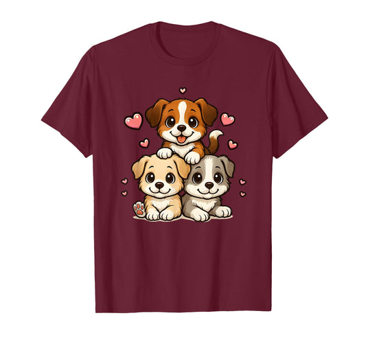 Cute Kawaii Puppies Neko Funny Dog Lover Gift Women Girls T-Shirt