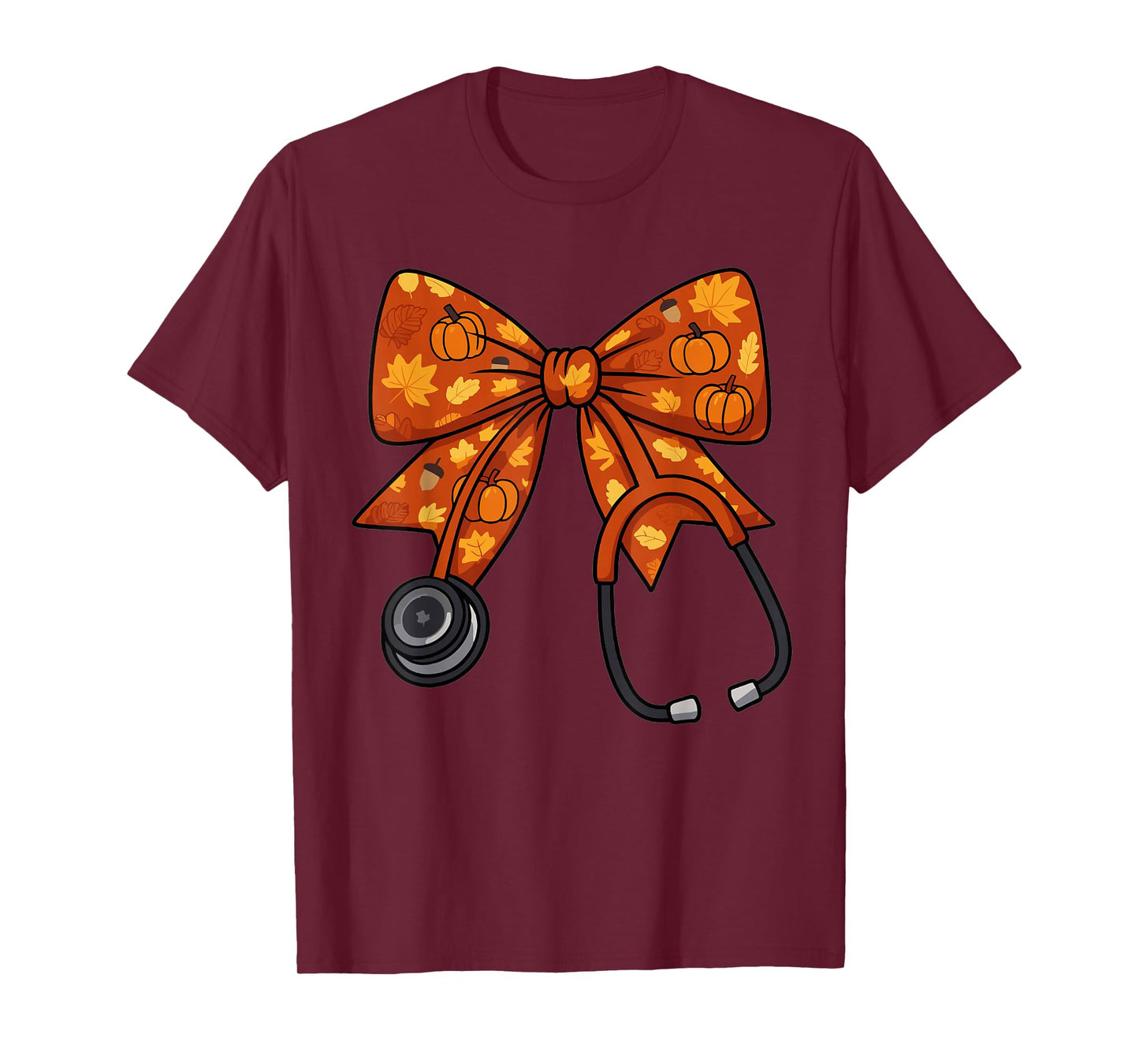 Cute Fall Nurse Coquette Bow Stethoscope Autumn Doctor T-Shirt