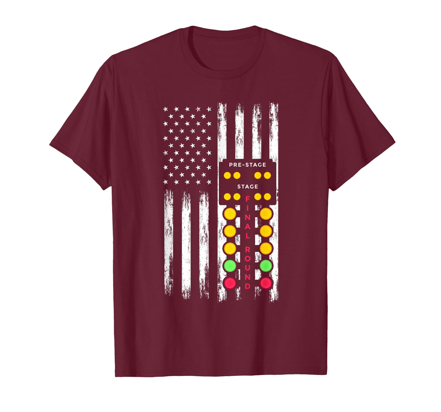 American Flag Drag Racing Strip Tree Light Dragster T-Shirt