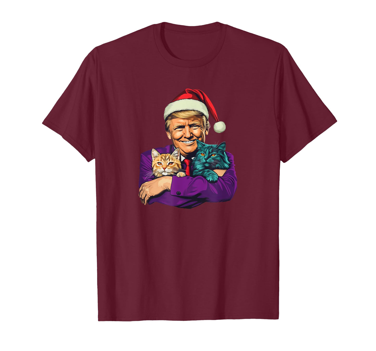 Trump Holding Cats Merry Christmas Festive Funny T-Shirt