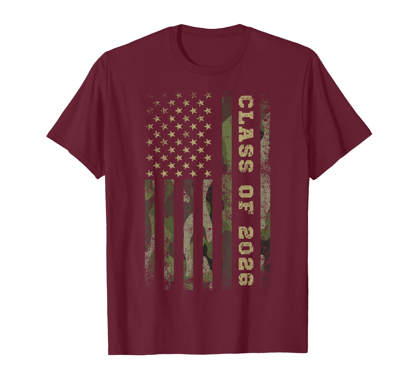 Camo Camouflage Class of 2026 Senior DONE Distressed US Flag T-Shirt