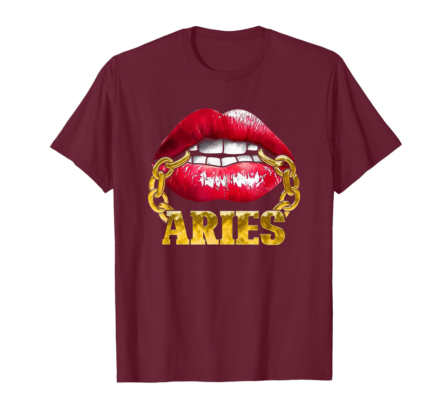 Aries Juicy Lips Gold Chain Zodiac Sign for African American T-Shirt