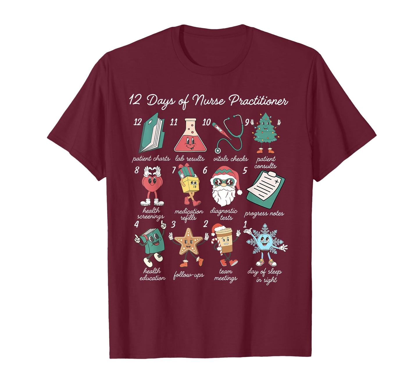 12 Days of Nurse Practitioner Medical NP Nursing Christmas T-Shirt