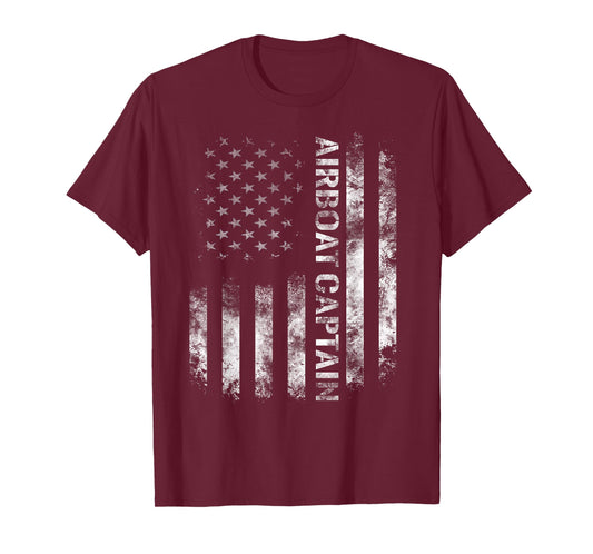 Airboat Captain T-Shirt | USA Patriotic American Flag T-Shirt