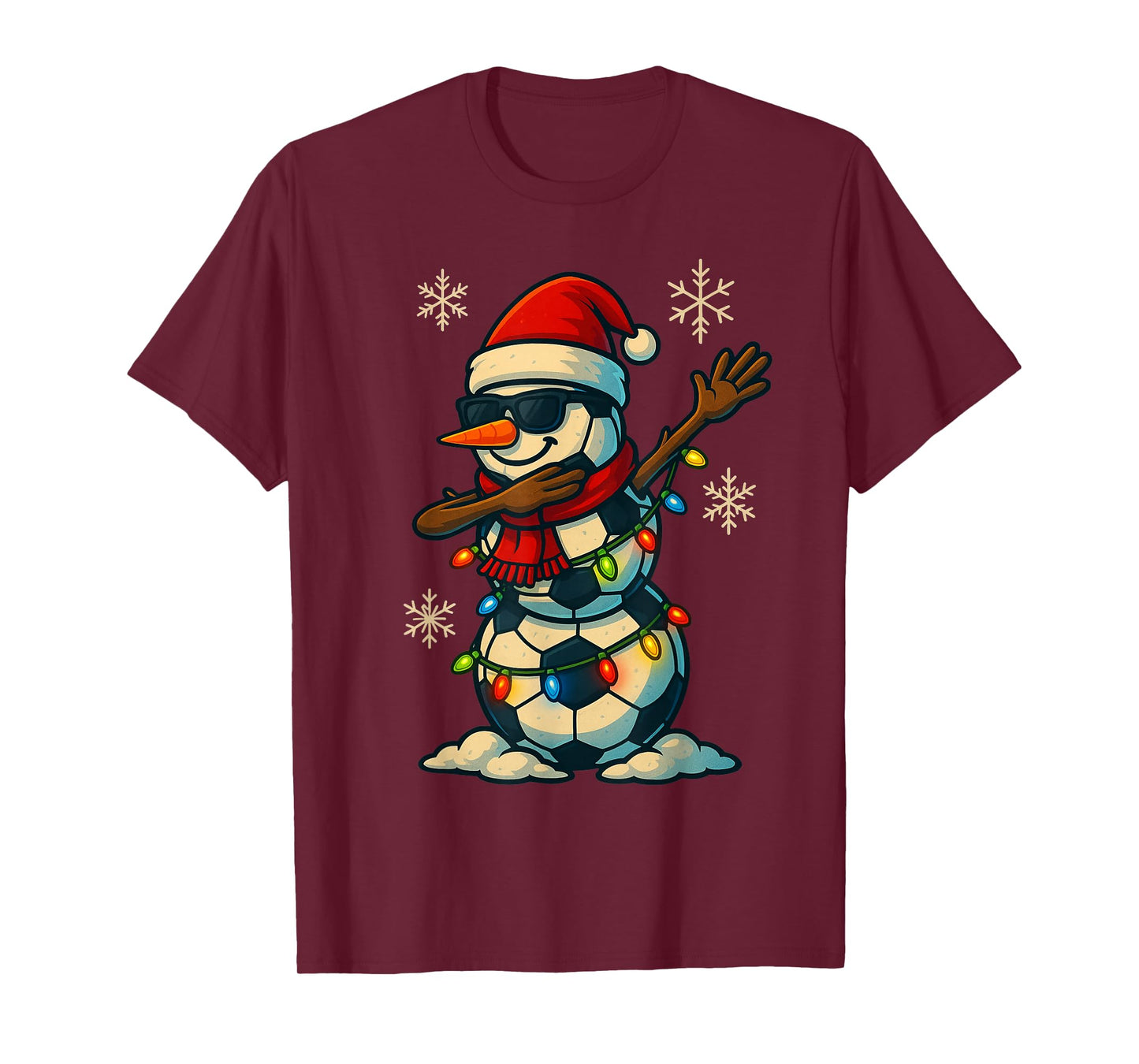 Soccer Balls Snowman Dabbing Funny Christmas Cute Boys Kids T-Shirt