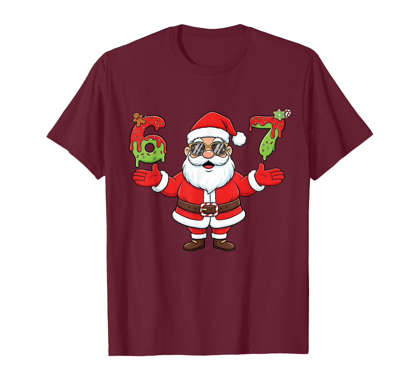 67 Christmas Santa Funny Six Seven Ice Cream Drip Christmas T-Shirt