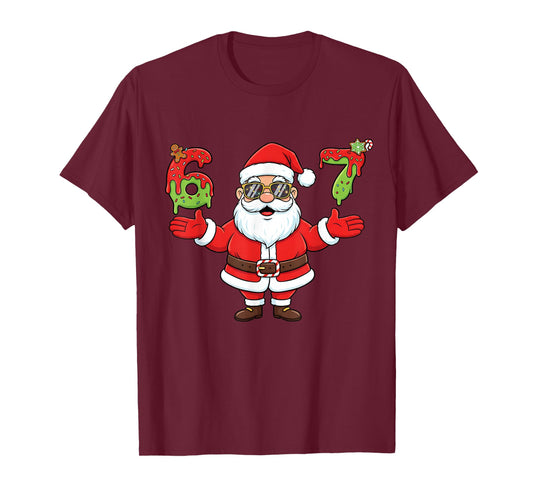 67 Christmas Santa Funny Six Seven Ice Cream Drip Christmas T-Shirt