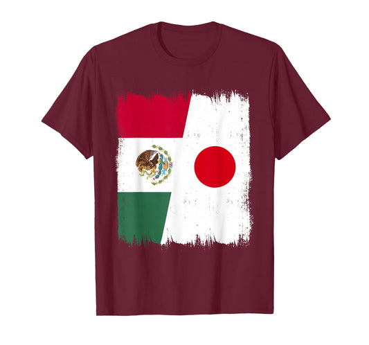 Mexico Japan Half Flag Wear Mexican Japanese Roots T-Shirt