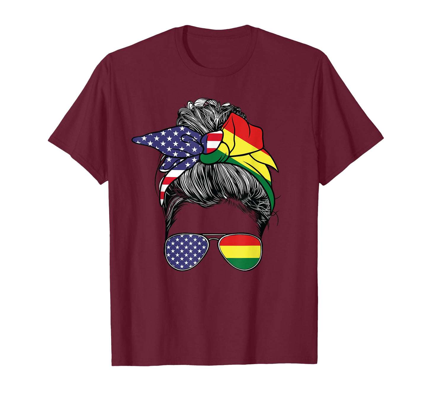 Bolivian Women Girl USA Heritage American Bolivia Flag T-Shirt