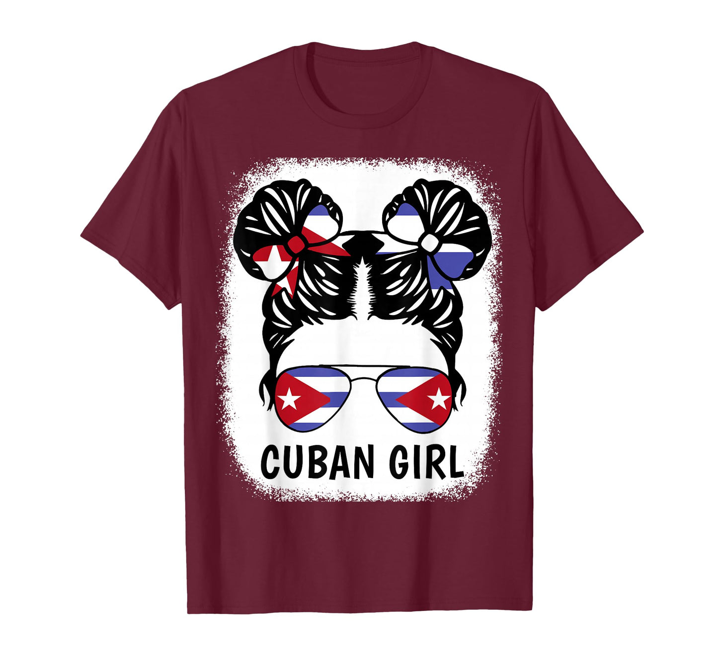 Cuban Girl Hispanic Heritage Month Cuba Flag Kids Teen Women T-Shirt