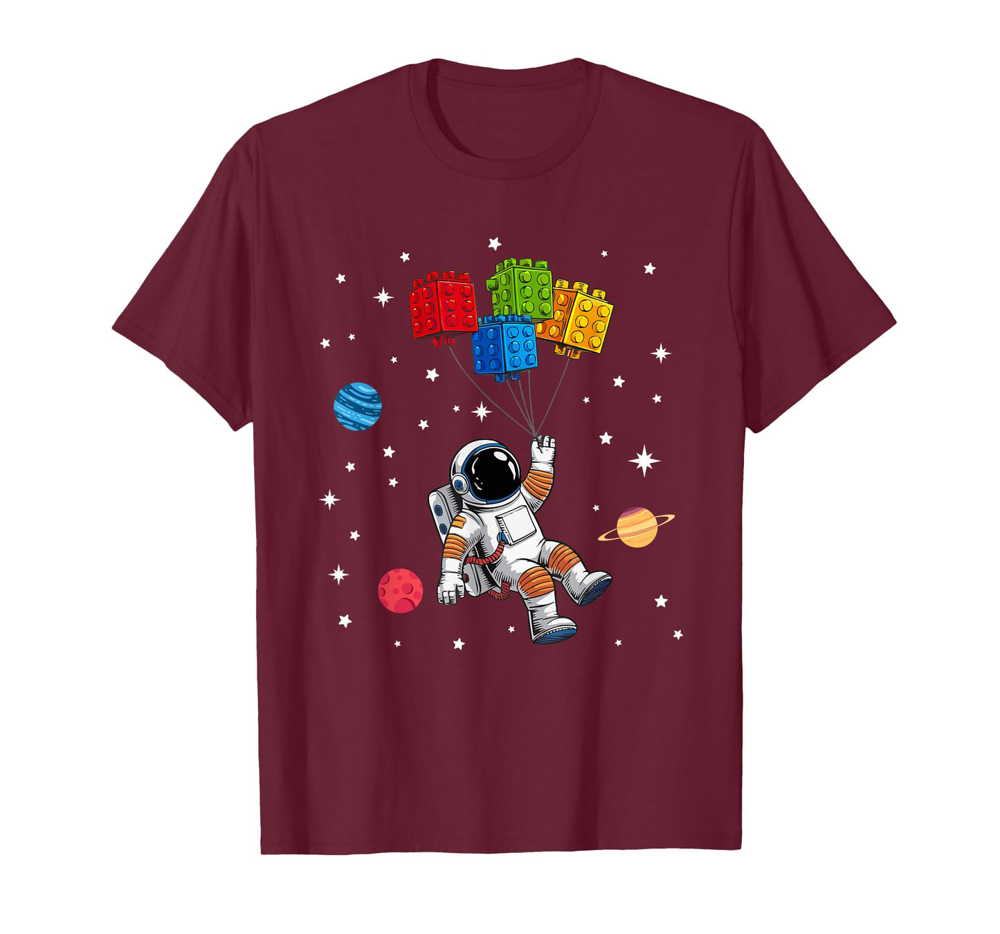 Space Astronaut Funny Building Blocks Bricks Master Builder T-Shirt