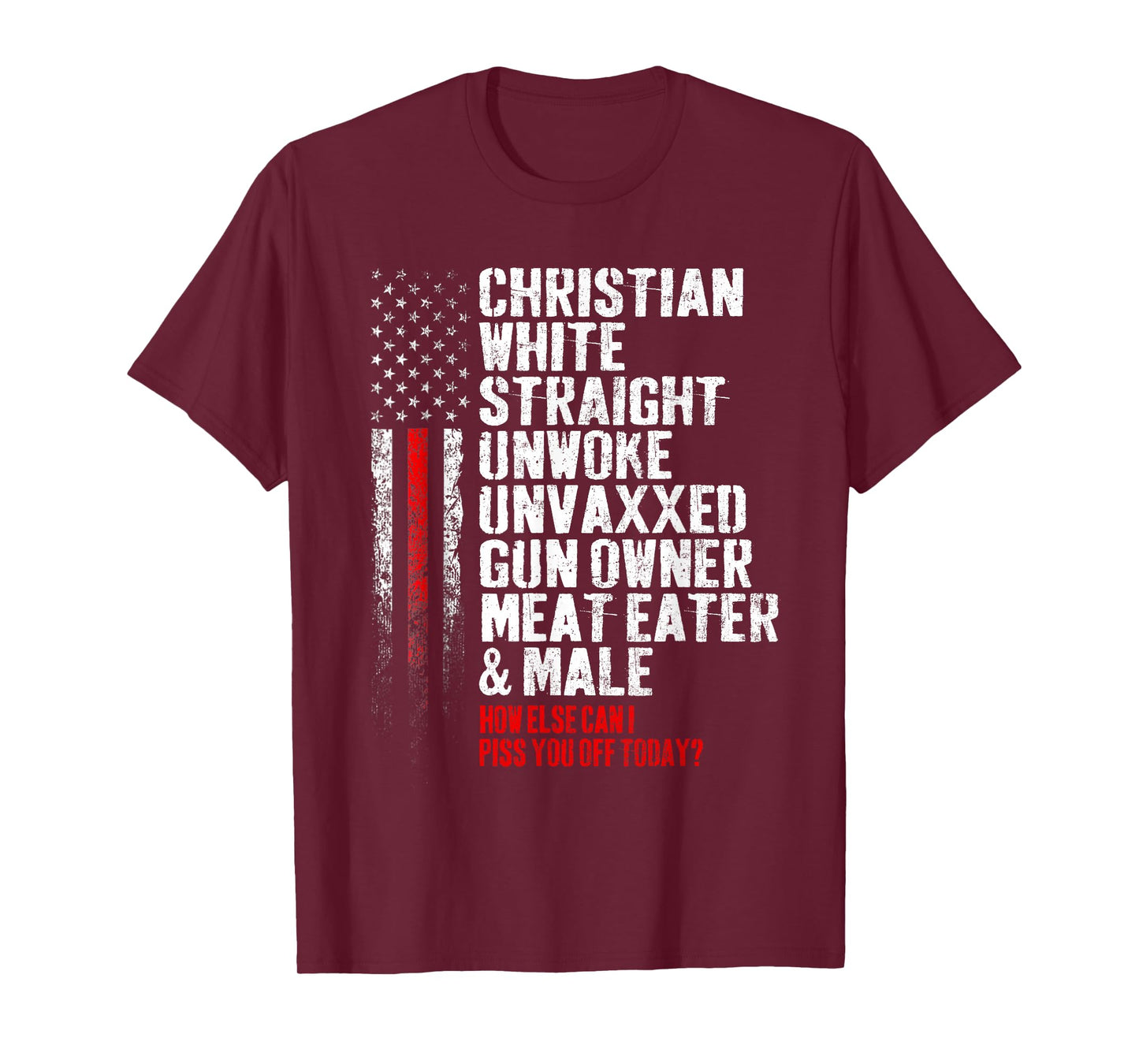 Christian White Straight Unwoke Unvaxxed Gun Owner T-Shirt