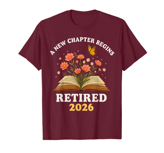 A New Chapter Begins Retired 2026 Floral Book Butterfly tee T-Shirt