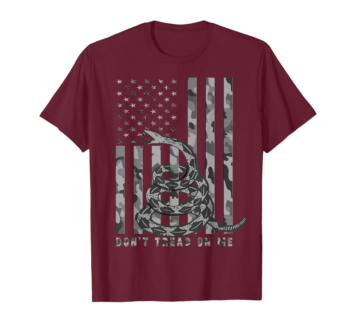 Don't Tread on Me White Camo American Flag Snake T-Shirt