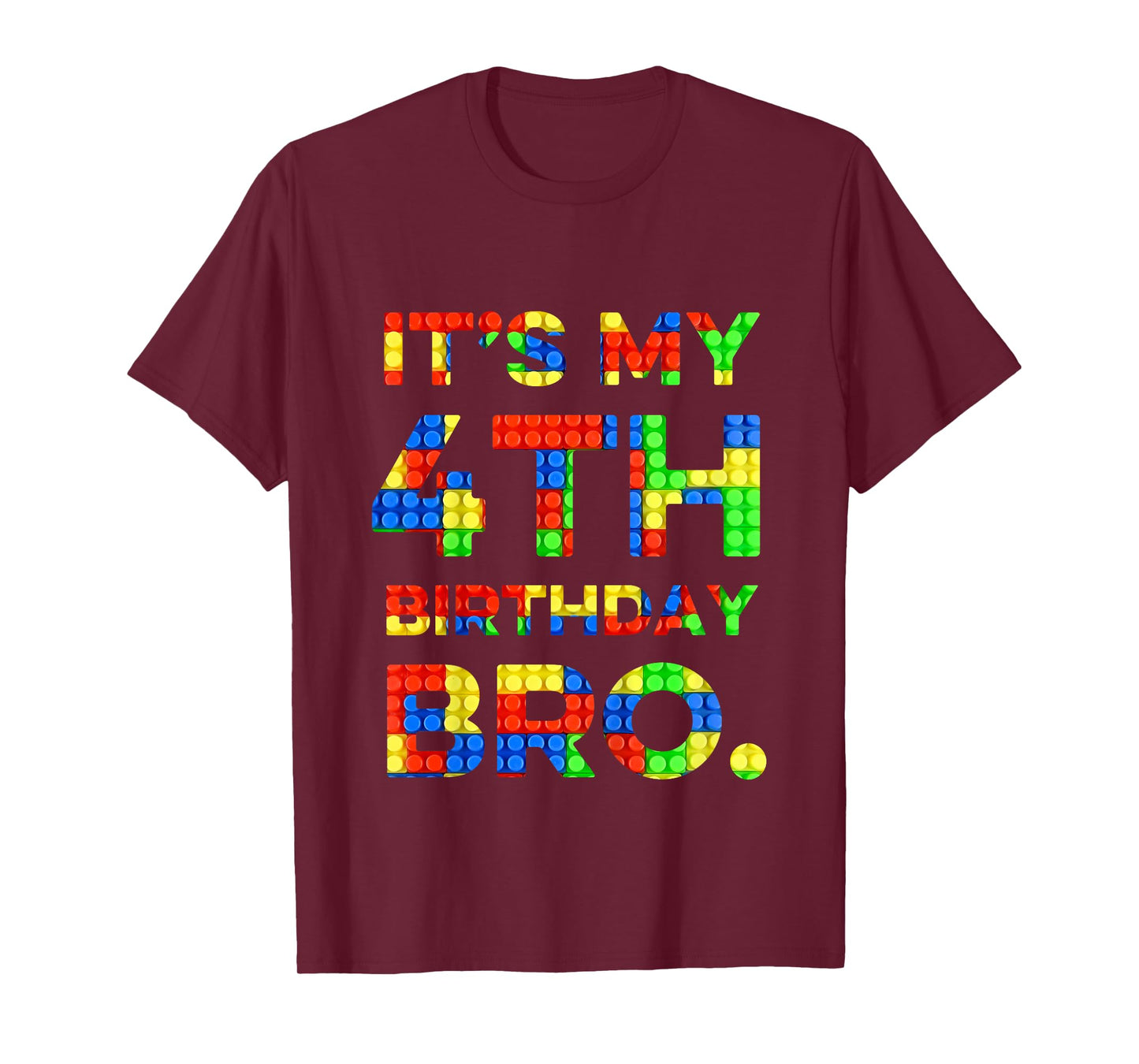 Kids Cute 4th Birthday Shirt 4 Years Old Block Building Boys T-Shirt